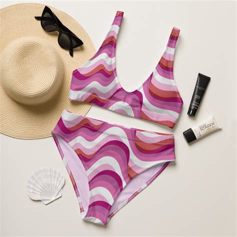 Subtle Lesbian High Waisted Bikini Lesbian Pride Swimwear LGBTQ