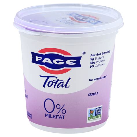 Fage Total Yogurt Greek Nonfat Strained Front Right Elevated