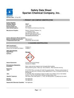 Safety Data Sheet Spartan Chemical Company Inc Safety Data Sheet