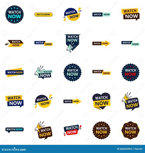 25 Eye-catching Watch Now Banners To Boost Your Visibility Stock Vector