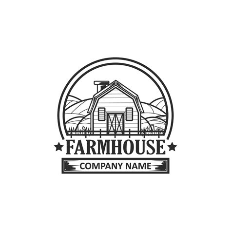 Retro Vintage Black And White Farmhouse Logo Farmhouse Label Logo