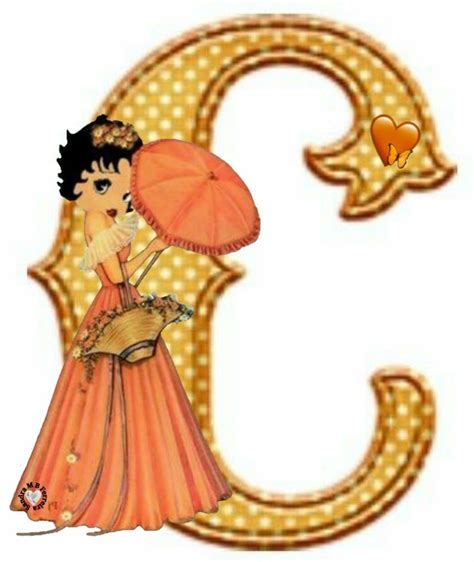 The Letter C Is Decorated With A Woman Holding An Umbrella