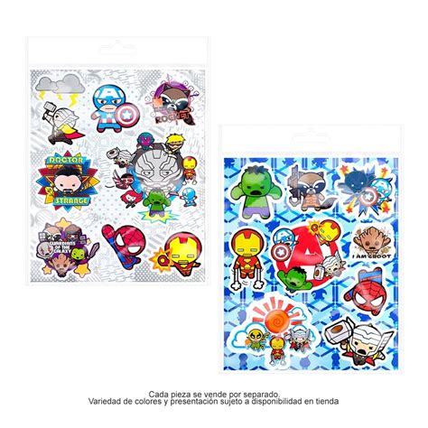 Stickers Marvel Avengers Varios Diseños 1 Planilla Walmart