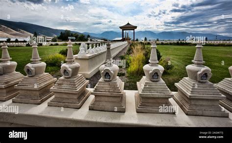 Views Of The Garden Of One Thousand Buddhas In Western Montana Stock