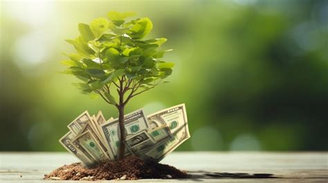 Banknotes Tree Image Of Banknote With Plant Growing Premium AI