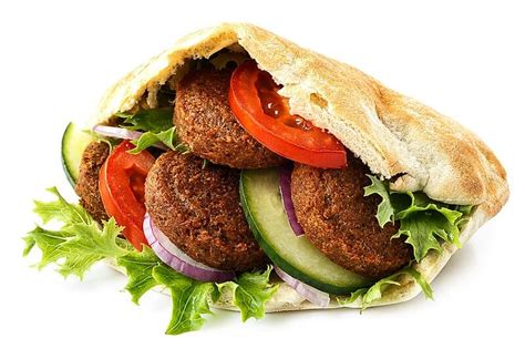 Flaumige Pita Fladenbrote Gef Llt Mit W Rzigen Falafel Sind Der