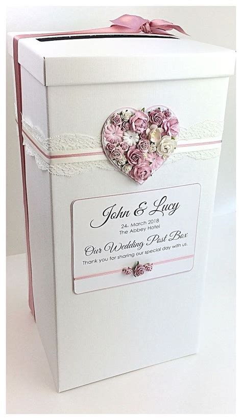 Personalised Wedding Post Box Vintage Lace And Rustic Floral Heart