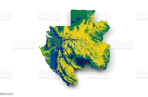 Mapa De Gabón Con La Bandera Colores Rojo Y Amarillo Mapa En Relieve