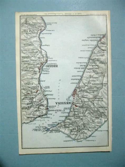 STAMPA ANTICA MAPPA CARTA GEOGRAFICA STRETTO DI MESSINA REGGIO CALABRIA