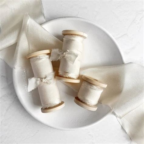 Ivory Silk Ribbon Hand Dyed Silk Ribbon Yards Perfect For Bouquets