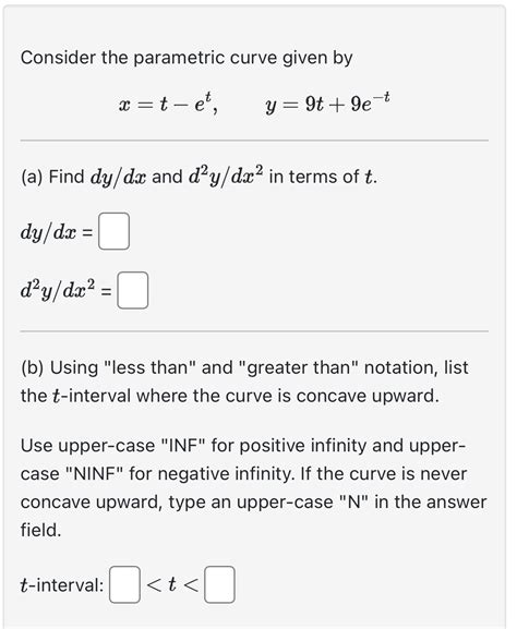 Solved Consider The Parametric Curve Given Chegg