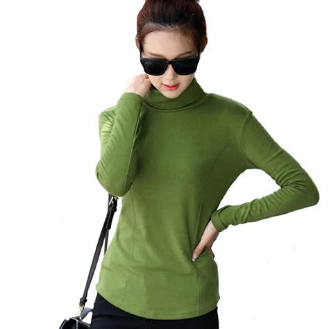 Plus Size M 4XL Fashion Winter & Autumn Blusa Women Turtleneck Winter Tops Slim Casual Long ...