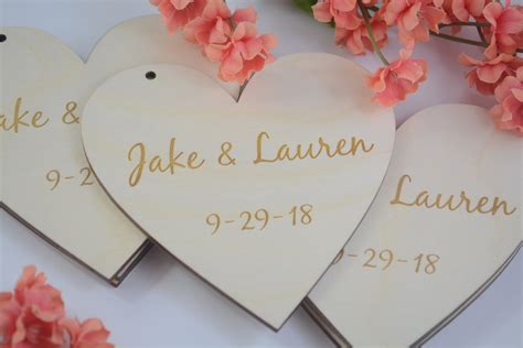 25 Personalized Hearts Engraved Hearts Personalized Wood | Etsy