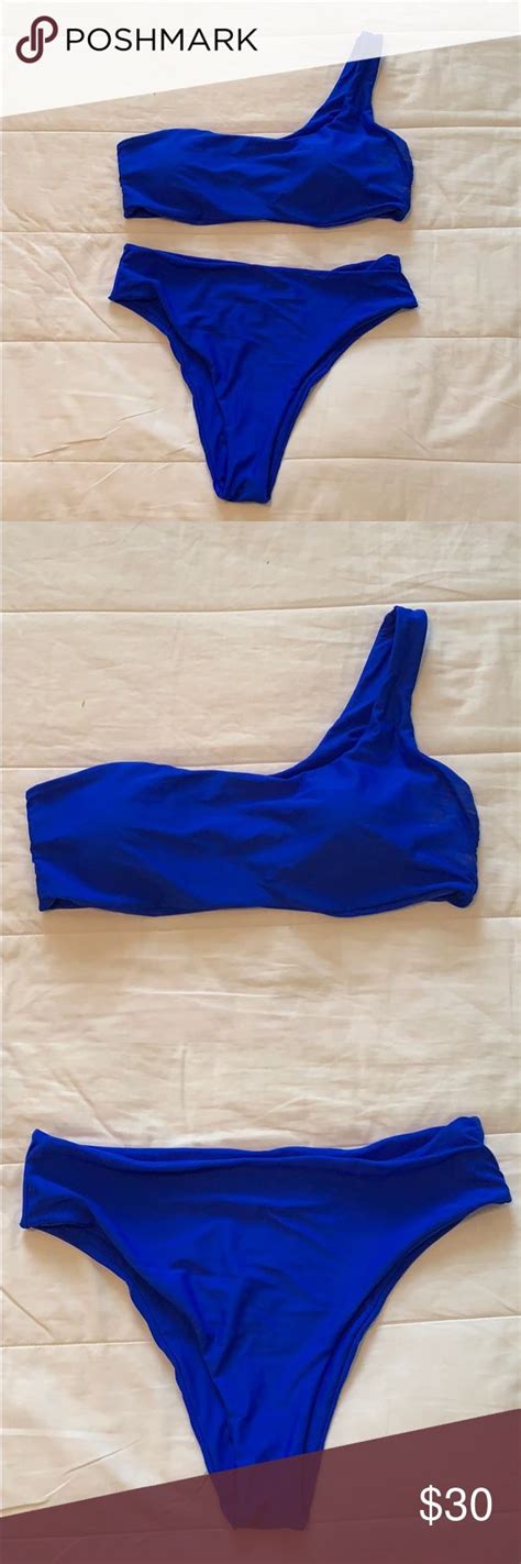 Nwot Shein Royal Blue One Shoulder Bikini One Shoulder Bikini