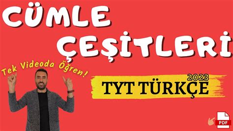 Cümle Çeşitleri Cümle Türleri TYT Türkçe 2023 Deniz Hoca PDF