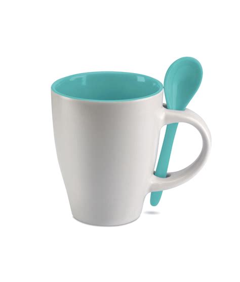 Taza Cer Mica Bicolor Con Cuchara Desde