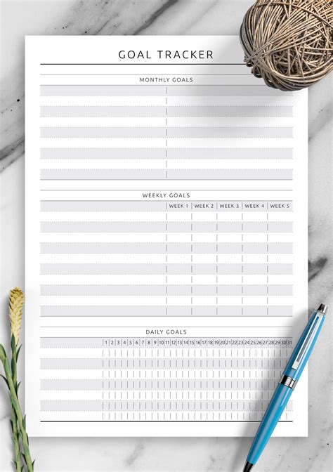 Download Printable Goal Tracker Original Style Pdf