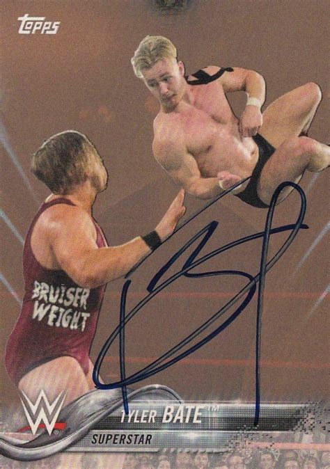 Tyler Bate Signed Topps Wwe Bronze Card Nxt Moustache Mountain