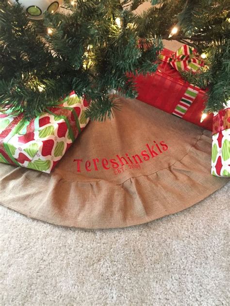 In Stock Burlap Christmas Tree Skirt Christmas Tree Etsy Burlap