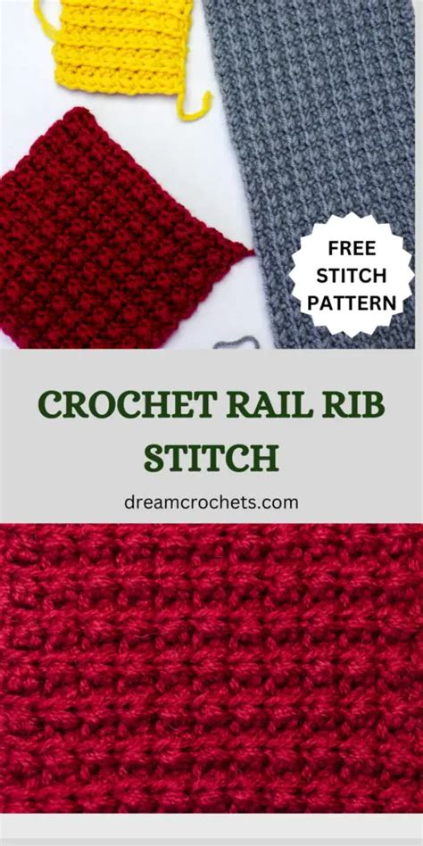 Crochet Rail Rib Stitch Free Pattern Dreamcrochets