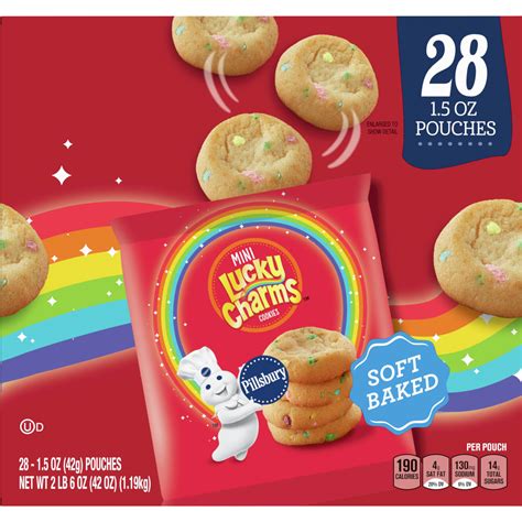 Pillsbury Lucky Charms Mini Soft Baked Cookies Snack Bags 28 Ct