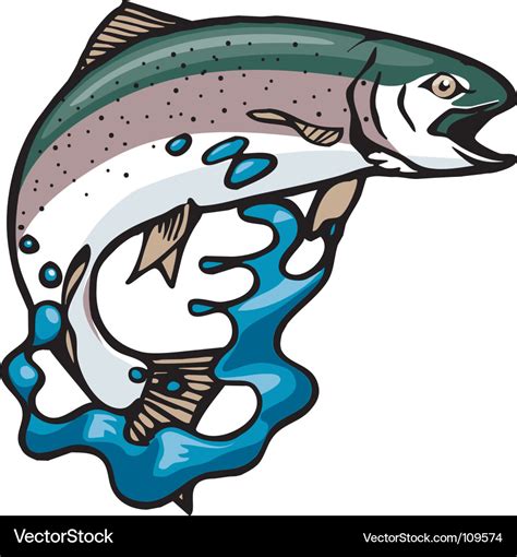 Jumping Trout Royalty Free Vector Image Vectorstock