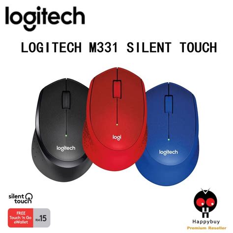 Logitech M Silent Plus Wireless Mouse Black Red Blue Shopee Malaysia