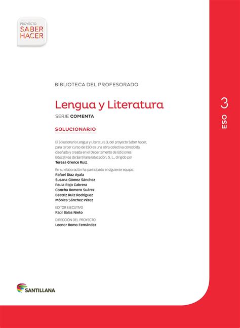 Solucionario Lengua Y Literatura Santillana 2 Eso La Casa Del Saber