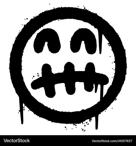 Graffiti Scary Sick Face Emoticon Sprayed Vector Image The Best