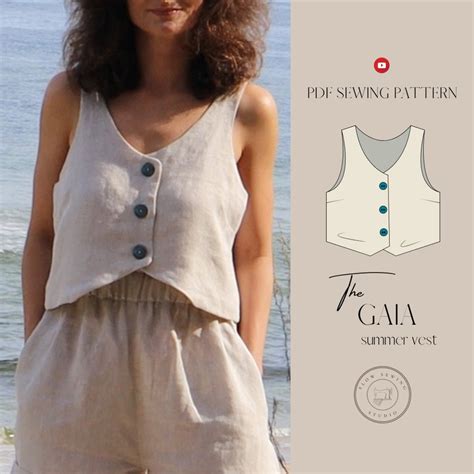 Vest For Women PDF Sewing Pattern Summer Tank Top Waistcoat Etsy