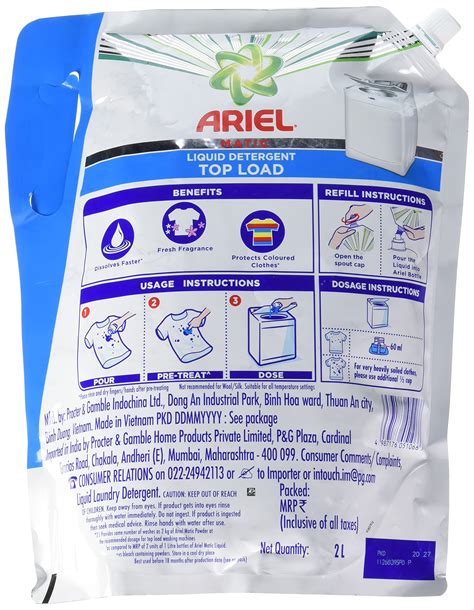 Ariel Matic Liquid Detergent Top Load Refill Pouch 2 Litre Buy Online