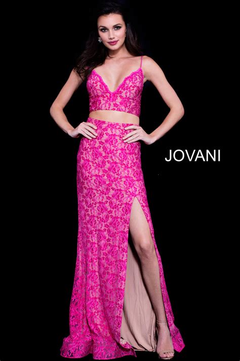 French Novelty Jovani 60373 Lace 2 Piece Prom Gown