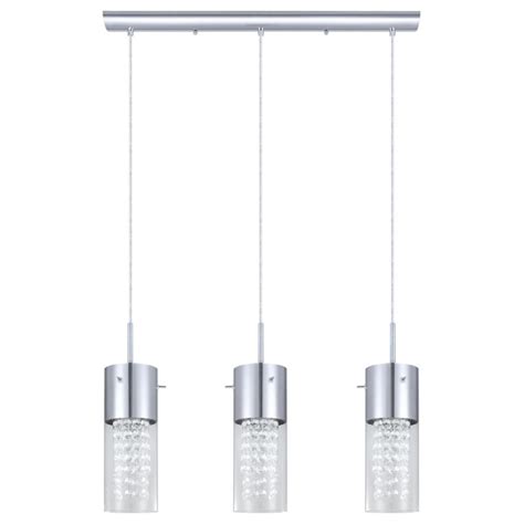 Eglo Diamond 3 Light Chrome Moderncontemporary Clear Glass Cylinder Hanging Pendant Light At