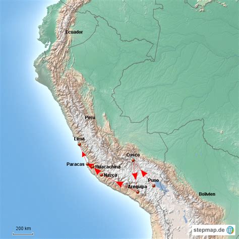 Stepmap Peru Route Landkarte F R Peru