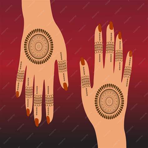 Premium Vector Henna Mehndi Hands Vector Illustration Hand Drawn