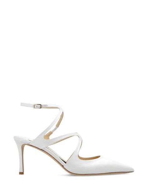 Jimmy Choo Azia Metallic Finish Pointed Toe Pumps In White Lyst