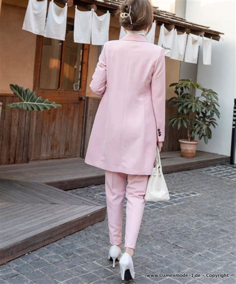 Neuheiten A Linie Business Hosenanzug Elegant In Rosa Mit Long