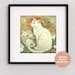 Divine White Cat With Rose And Sunbeam Art Nouveau Floral Etsy