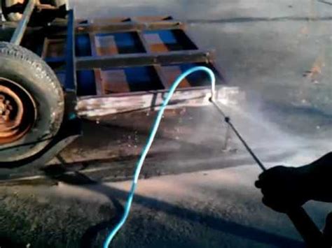 Wet Sandblasting Trailer Using Northern Tool Sand Pressure Washer Youtube