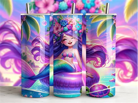 Mermaid Tumbler Wrap Sublimation Design Graphic By House Of Print