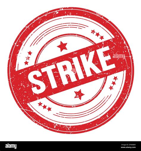 STRIKE text on red round grungy texture stamp Stock Photo - Alamy