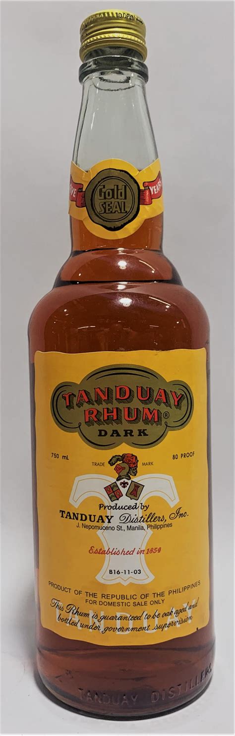 Lot A Bottle Of Rum Marked Tanduay Rhum Dark Ml