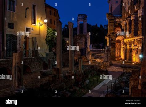 The Area Of The Teatro Marcello Theater Of Marcellus And Portico Di