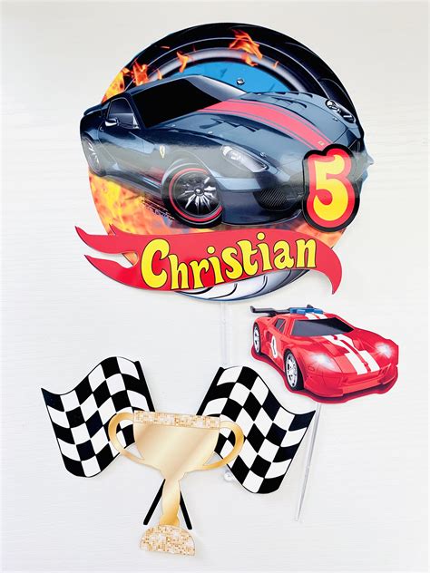 Personalized Hot Wheels Theme Cake Topper Etsy