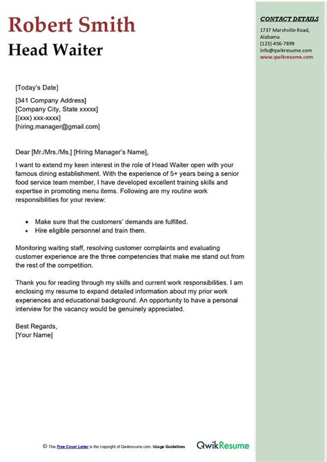 Kitchen Assistant Cover Letter Examples QwikResume