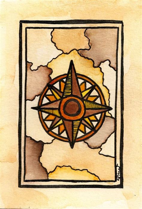 Cartographic Art A Sense Of Direction Compass Rose Original 3 5 X 5 5 Watercolor Painting