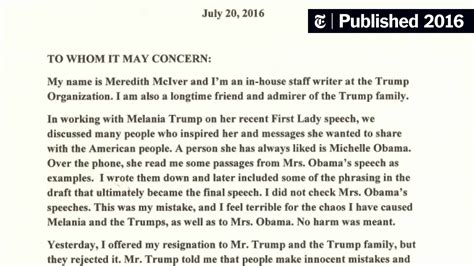 Trump Aides Statement On Melania Trumps Speech The New York Times