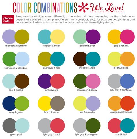 Erincondren COLOR GUIDE Color Combos Color Combinations Color