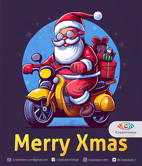 Cute Design Of Santa Claus Riding His Motorcycle A By Creativision1 On