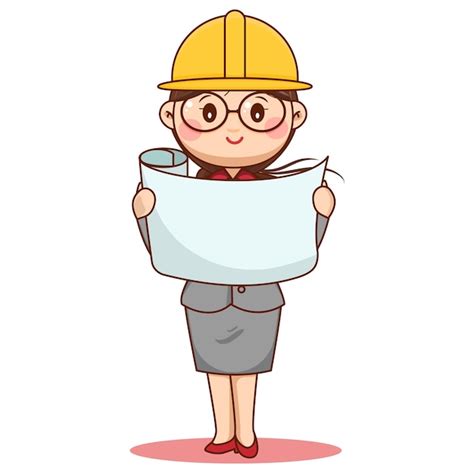 Premium Vector | Cute cartoon female engineer character